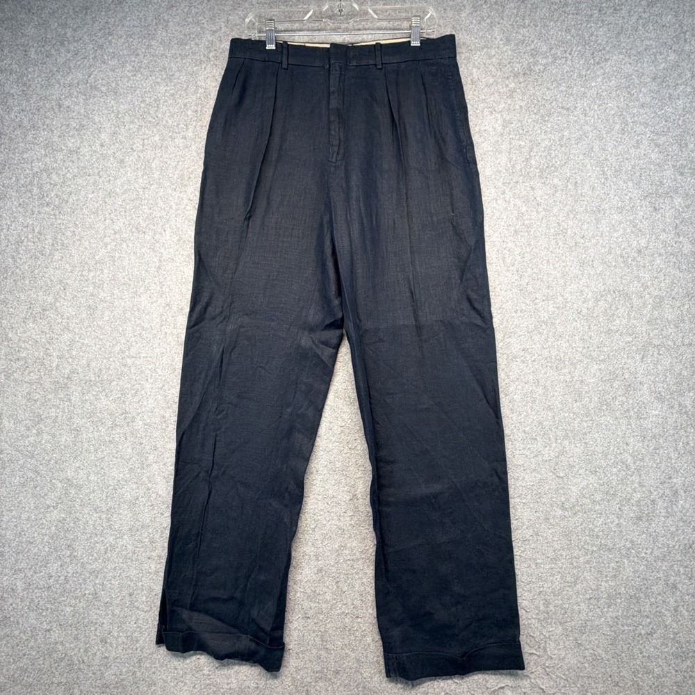 Vintage Polo Ralph Lauren Linen Pants Mens 32x32 Blue Trousers Pleated
